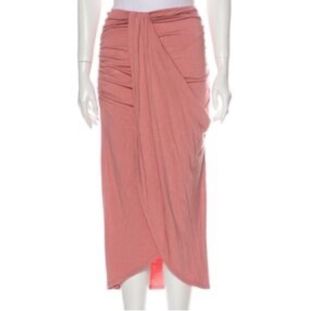 Rachel Pally Pink/Mauve Asymmetrical Draped Midi Skirt w/ Elastic Waist Size M